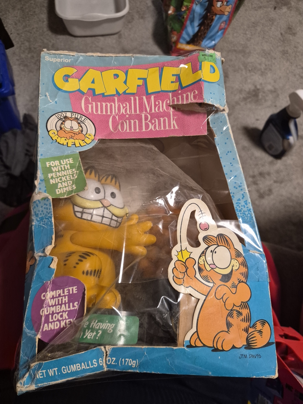 Superior Toy Garfield Gumball Machine Coin Bank New With Damaged Box